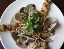  ??  ?? IN THE SHELL: Spaghetti alle Vongaole is on the Hourly Oyster House’s Dine Out Boston menu.