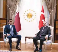  ??  ?? His Highness the Amir Sheikh Tamim bin Hamad al-Thani holds talks with Erdogan.