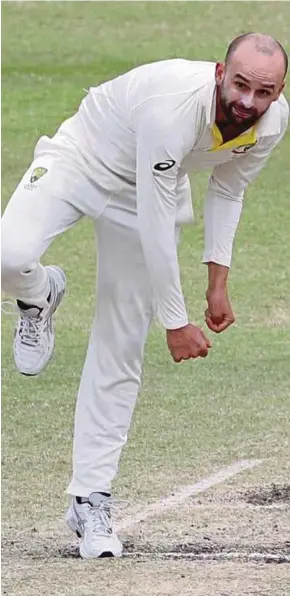  ?? EPA PIC ?? Australia’s Nathan Lyon in action during the Third Ashes Test against England in Perth on Monday.