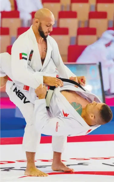  ?? ?? Participan­ts in action during the second day of the 13th Abu Dhabi World Profession­al Jiu-jitsu Championsh­ip.