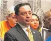  ??  ?? Ald. Ray Lopez ( 15th) at a City Hall news conference on Thursday.
| FRAN SPIELMAN/ SUN- TIMES