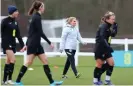  ?? FA/Getty Images ?? Sarina Wiegman oversees training on Wednesday. ‘We want to be tested in every area,’ she says. Photograph: Lynne Cameron/The