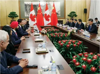  ?? Adam Scotti photo ?? Prime Minister Trudeau meets with President Xi at the Great Hall of the People in Beijing. December 5, 2017.