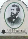  ?? ?? A photo of Alexander Graham Bell sits outside the homestead where he lived as a young man.