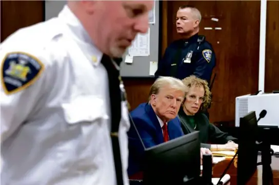  ?? SpEnCER platt/gEttY imagES ?? Donald Trump in a New York City court Monday. A separate court reduced a bond in his civil fraud case to $175 million.