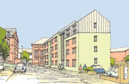  ??  ?? Above and below: Artist’s impression­s of what the flats could look like.