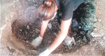  ?? FOTOS: EL HERALDO ?? Una miembro de la PMOP realiza excavacion­es dentro del módulo Escorpión, en Támara.