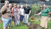  ??  ?? Angela Croucamp was honoured by her friends at Crow when they planted a wild olive tree in her memory. From left, are: Crow clinic nurse Sue-Ann Shutte, Marie Meyer, Brenda Bell, Heather Thistleton, Singrid White, Crow director Paul Hoyte and...
