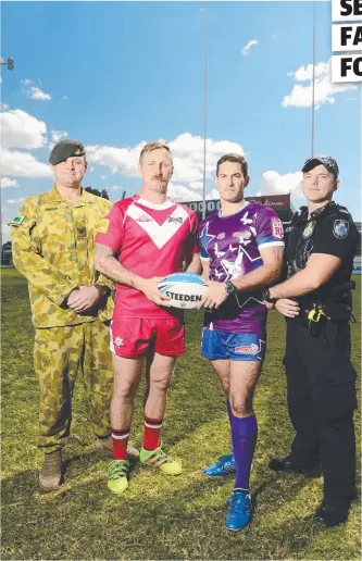  ?? Picture: WESLEY MONTS ?? ON PARADE: 2RAR’s Sgt Patrick Inskip, 4 REG Bombardier Jade Godbolt and Sen Const Alex Fisher and Const Darren Milton prepare to compete in Islah's Sparkle Shield.