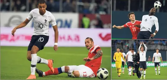  ?? (Photos AFP/EPA) ?? Nouveau record pour Mbappé : c’est le plus jeune joueur en Bleu à avoir réalisé un doublé. Pogba, lui aussi s’est signalé par un but magnifique.