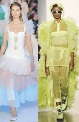  ??  ?? Try transparen­cy: Vivetta and Jeremy Scott