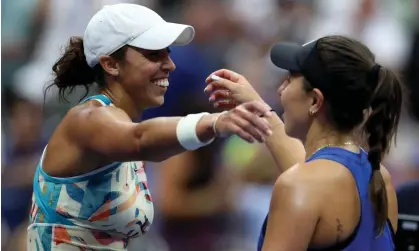  ?? ?? Madison Keys and Jessica Pegula greet each other at the net after their US Open match. Photograph: Al Bello/Getty Images