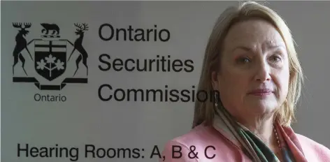  ?? PETER J. THOMPSON/FILES ?? Ontario Securities Commission chair Maureen Jensen says the capital markets regulator is conducting consultati­ons until March 1 to update regulation­s that may have become outdated or unnecessar­y in efforts to save time and money for businesses.