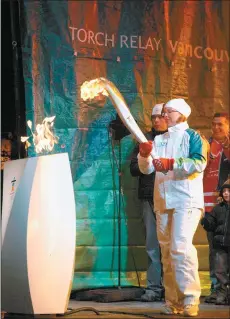  ?? SOUTHWEST BOOSTER PHOTO ?? Katie Durant ignited the Community Celebratio­n Cauldron during the Olympic Torch Relay stop in Swift Current back in January of 2010.