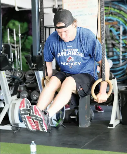  ?? CITIZEN PHOTO BY JAMES DOYLE ?? Prince George Cougars forward Brogan O’Brien puts in a workout on Tuesday at Xcondition­ing. The Cougars and Xcondition­ing have teamed up to provide elite level hockey specific training to prepare players for the upcoming season.