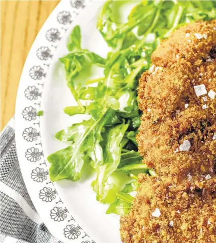  ??  ?? Pork Milanese With Gribiche. Though deep-frying the cutlet sounds daunting, it really isn’t.