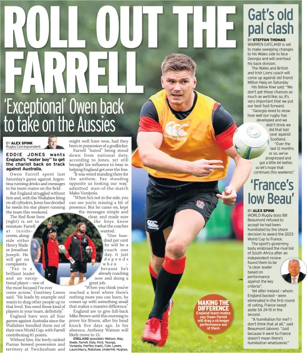  ??  ?? MAKING THE DIFFERENCE England team-mates say Owen Farrell will drag a stronger performanc­e out of them