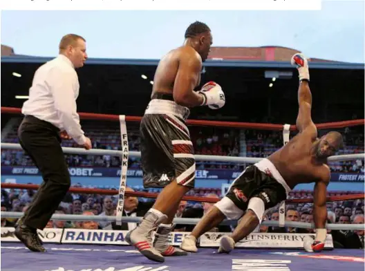  ?? Photo: ACTION IMAGES/ PAUL CHILDS ?? WARNING SIGNS: Williams is dropped during a loss to Chisora in 2010
