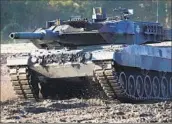  ?? Michael Sohn Associated Press ?? UKRAINE says tanks, especially the German-built Leopard 2, are essential in defending against Russia.