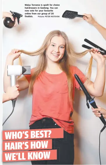  ?? Picture: PETER RISTEVSKI ?? Malya Torrance is spoilt for choice hairdresse­rs in Geelong. You can now vote for your favourite online from our group of 20 finalists.