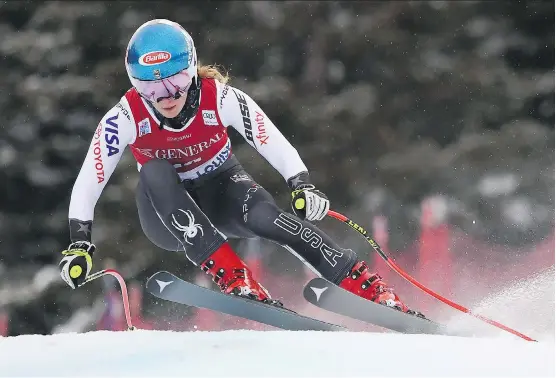  ?? MARK RALSTON/AFP/GETTY IMAGES ?? American skier Mikaela Shiffrin got in her first training run at the Audi FIS Alpine Ski World Cup Womens 2019 Downhill event at Lake Louise Wednesday.