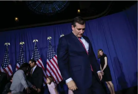  ?? NEW YORK TIMES ?? Sen. Ted Cruz ended his presidenti­al campaign in Indianapol­is on Tuesday after failing to win Indiana’s primary.