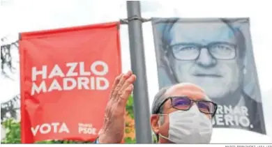  ?? MARTA FERNÁNDEZ JARA / EP ?? El candidato socialista, Ángel Gabilondo, interviene ayer en un mitin en Leganés.