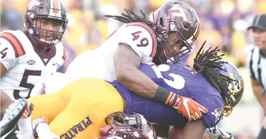  ?? GETTY IMAGES ?? Tremaine Edmunds, who has potential in the NFL as a pass rusher, had 109 tackles, including 14 for loss, 5 ½ sacks and three forced fumbles in his final year at Virginia Tech.