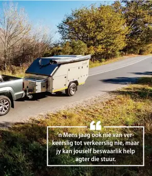  ??  ?? ’n Mens jaag ook nie van verkeersli­g tot verkeersli­g nie, maar jy kan jouself beswaarlik help agter die stuur.