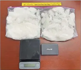  ?? FCPD ?? Four pounds of meth were seized during the arrest of Jeremy Wade Beach in Rome on Nov. 30, 2023.