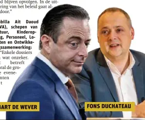  ??  ?? BART DE WEVER FONS DUCHATEAU