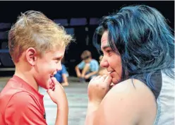  ?? Jon Shapley / Houston Chronicle ?? Cade Voelte, 6, left, talks with Brennan Ashley during Hurricane Camp at the Main Street Theater.