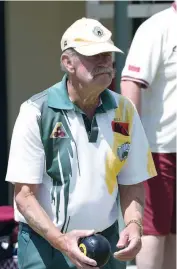  ??  ?? Warragul skip Bill Clappers steps up to bowl during the McGilton Shield at Trafalgar.