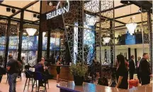  ?? Jordan Blum / Staff ?? Houston-based Tellurian set up arguably the most lavish exhibit, including chandelier­s, at the Gastech conference.