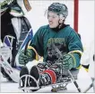  ?? JEFF MCINTOSH THE CANADIAN PRESS ?? Ryan Straschnit­zki in a sledge hockey game in Calgary on Sept. 5.