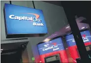  ?? (AP PHOTO/MARK LENNIHAN, FILE) ?? This Nov. 23, 2015, file photo, shows a Capital One bank in New York. The U.S. Treasury Department has fined Capital One $80 million for careless network security practices that enabled a hack that accessed the personal informatio­n of 106 million of the bank’s credit card holders.