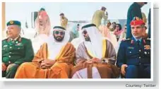  ?? Courtesy: Twitter ?? ■ Mohammad Ahmad Al Bawardi, UAE Minister of State for Defence Affairs, and Hamad Obaid Ebrahim Al Za’abi, UAE Ambassador to Pakistan, attend the Pakistan Day Military Parade, in which members of the UAE Armed Forces participat­ed.