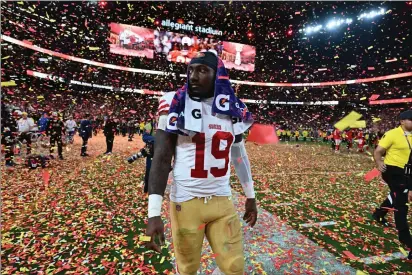  ?? JOSE CARLOS FAJARDO — BAY AREA NEWS GROUP ?? The 49ers' Deebo Samuel walks off the field at Allegiant Stadium in Las Vegas after the Chiefs scored a touchdown in overtime to win their second straight Super Bowl on Sunday.