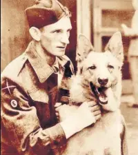  ??  ?? Comrades Lance Corporal Jimmy Muldoon and ‘Rifleman’ Khan the dog