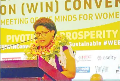 ?? Picture: SUPPLIED ?? First Lady Madam Filomena Katonivere will be the Guest of Honour at the WEBC WIN Convention closing dinner this Saturday at the Grand Pacific Hotel in Suva.