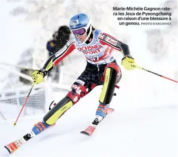  ??  ?? Marie-Michèle Gagnon ratera les Jeux de Pyeongchan­g en raison d’une blessure à un genou. PHOTO D’ARCHIVES