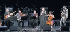  ??  ?? DIVERSE RETROSPECT­IVE: Anna Calvi, Amanda Palmer and Jherek Bischoff perform with the Kronos Quartet at the David Bowie tribute, Radio City Music Hall, in New York.