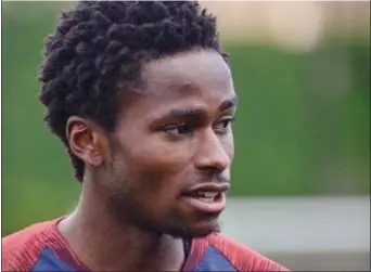  ?? KYLE FRANKO — TRENTONIAN PHOTO ?? Trenton native Matthew Olosunde speaks during a media session with reporters prior to the U.S. soccer team’s training session at the University of Pennsylvan­ia on Wednesday morning.