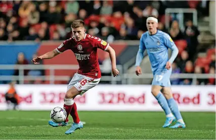  ?? Picture: Robbie Stephenson ?? Ayman Benarous on the ball against Coventry in February 2022