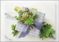 ?? COURTESY WRAPPILY ?? Trimmings from succulents make festive decoration­s for gifts and they’re bio-degradable — unlike many bows and adornments.