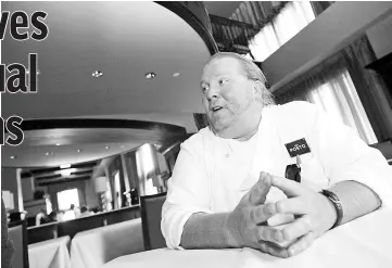  ??  ?? Celebrity chef Mario Batali talks during an interview with Reuters at his latest restaurant, Del Posto, in New York, US, April 11, 2006. — Reuters file photo