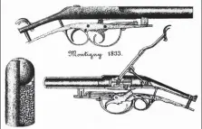  ??  ?? Les esquisses du Montigny 1833 qui correspond­ent
tout à la fois au fusil et à sa
cartouche.