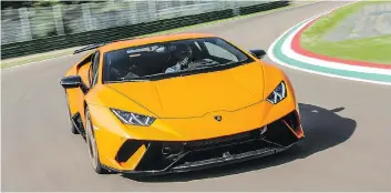  ??  ?? The 2018 Lamborghin­i Huracan Performant­e is the fastest production car to take a run around the Nurburgrin­g’s famous Nordschlei­fe circuit, the track by which all supercars are judged. It does a lap in under seven minutes.