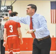  ?? Gregory Vasil / For Hearst Connecticu­t Media ?? New Canaan coach Danny Melzer reacts to a call during a game against Greenwich on Dec. 21.
