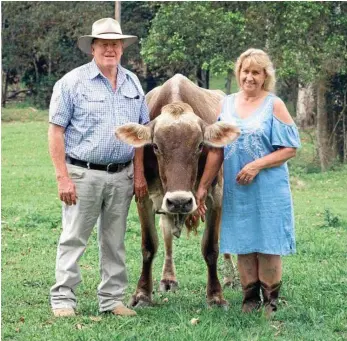  ??  ?? ON THE LAND: Joe and Noelene Bradley on their dairy farm in Dayboro.